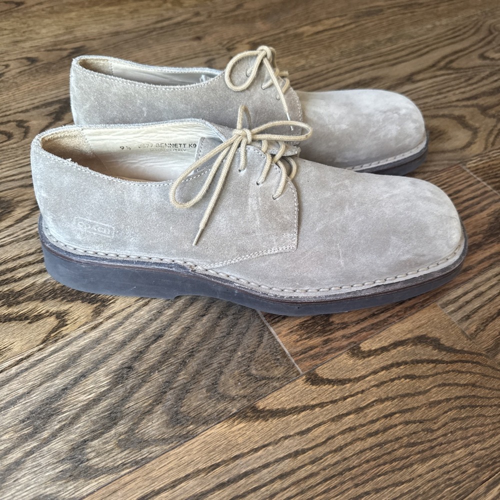 Coach Bennett K9 Men's 9.5 Beige Suede Derby Oxford Shoes Italy